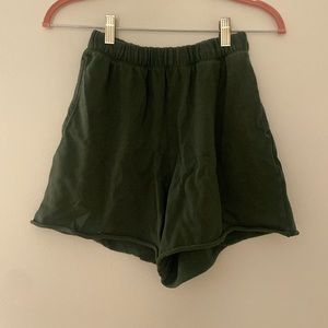 Green sweatshorts